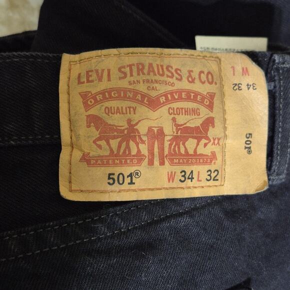 Levi's 501 Jeans Men 32 Black Denim Buttonfly Classic Everyday Casual Straight - Picture 9 of 9